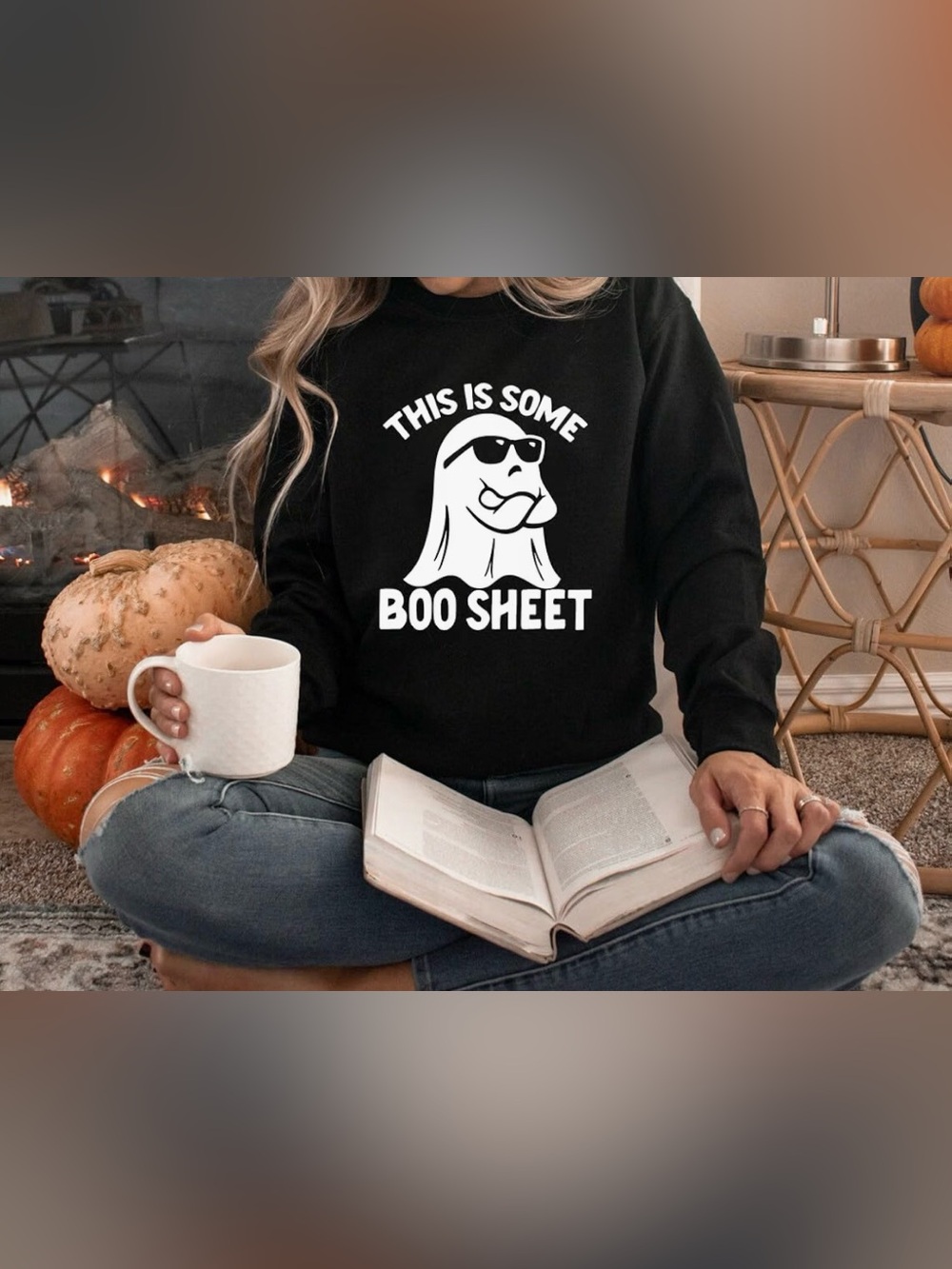 NWOT Women’s Black Graphic Sweatshirt - "This Is Some Boo Sheet"